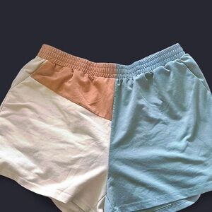 SHEIN Two-Tone Shorts in Green and Brown